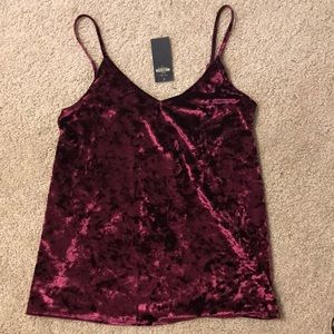 Small Burgundy Velvet Fashion Tank Top